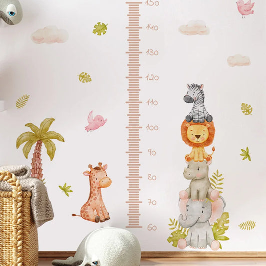 Boho Animal Height Chart Wall Stickers for Kids Nursery
