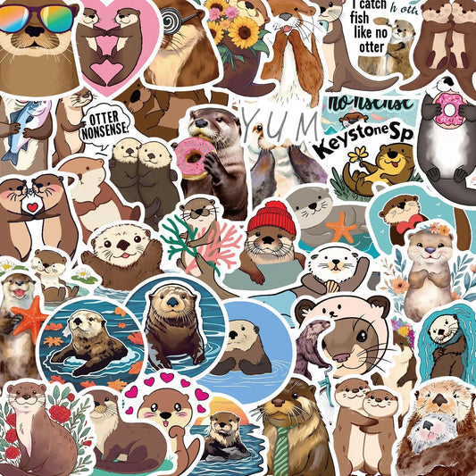 10/50Pcs Cute Funny Cartoon Otter Animals Stickers Kid Toys Laptop Suitcase Skateboard Phone Guitar Graffiti Decoration Sticker