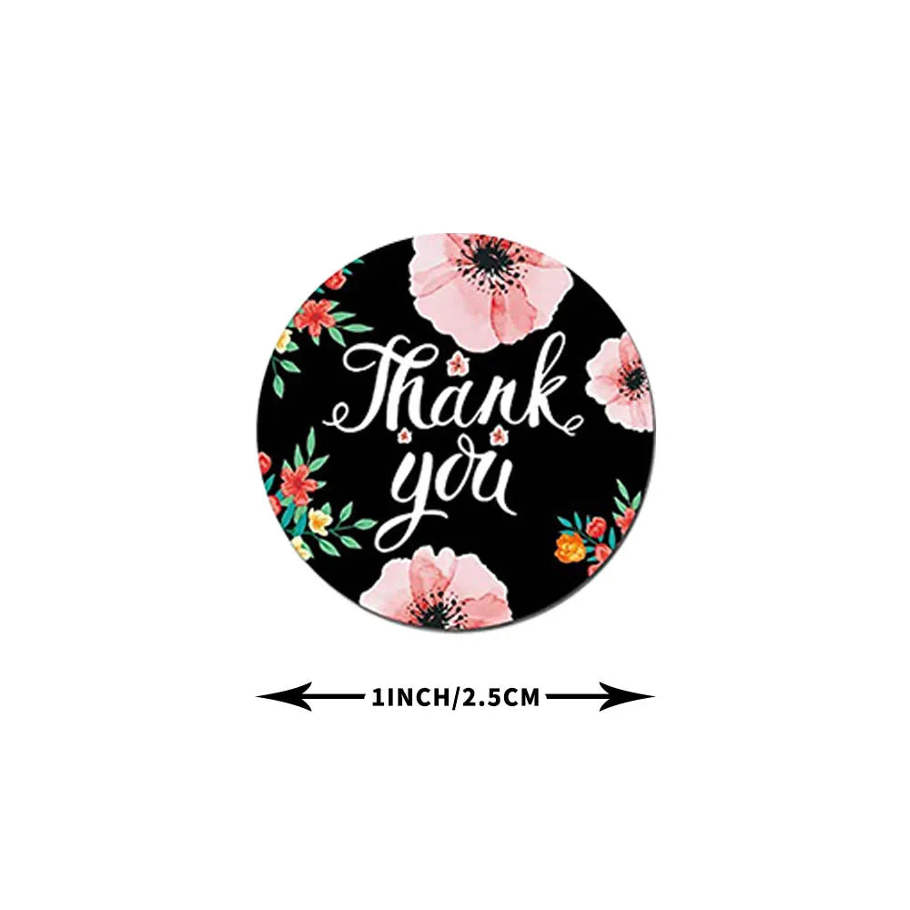 100-500pcs Flower Thank You Business Sticker Roll Label for Wedding Gift Card Box Envelope Sealing Tab Home Made Wrapping Supply