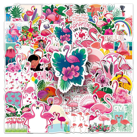 Pink Flamingo Stickers for DIY Scrapbook, Suitcase, Water Bottle, Phone, Laptop, Guitar - 10/50/100pcs
