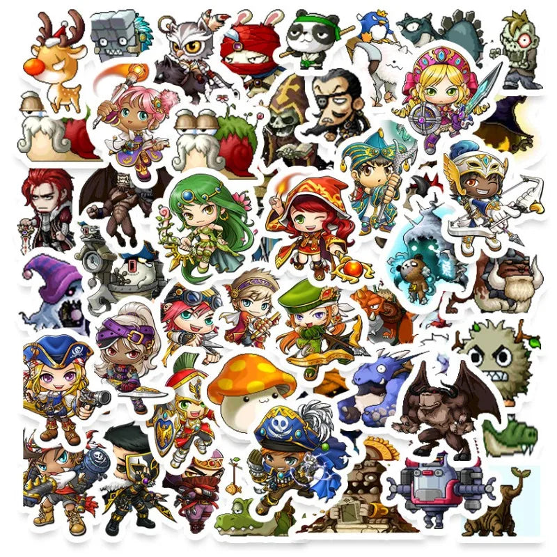 MapleStory Cartoon Stickers Pack for Laptop, Phone, Car, Scooter, and More
