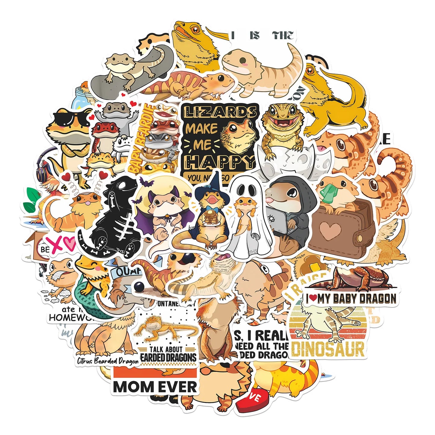 50 Bearded Dragon Stickers Waterproof Decals