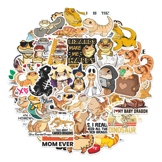 50 Bearded Dragon Stickers Waterproof Decals