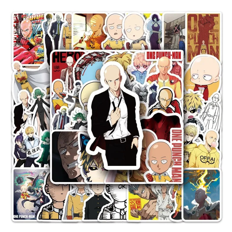 55pcs One Punch Superman Cartoon Stickers for Laptop, Phone, Car, Suitcase, Water Bottle, Stationery, Refrigerator