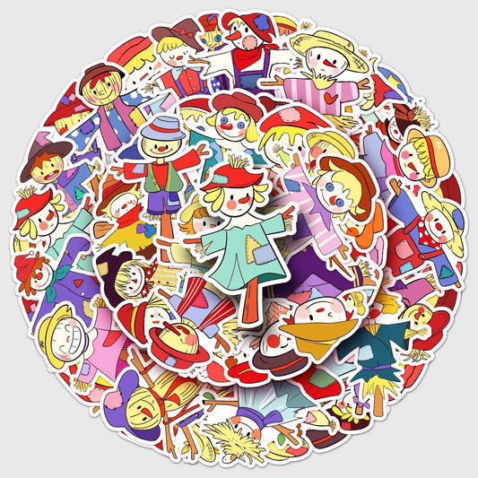 Cartoon Scarecrow Kawaii Stickers PVC Waterproof Skateboard Notebook Graffiti Toy
