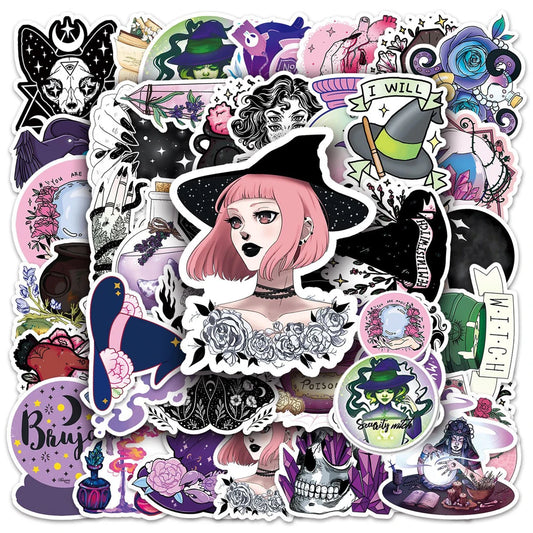Horror Witch Magic Crystal Stickers 10/30/50PCS for Laptop Luggage Skateboard Decals