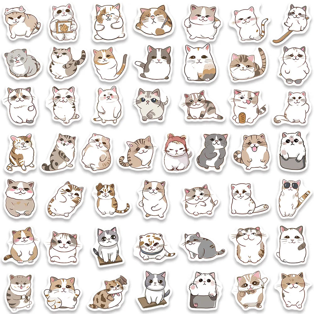 100pcs Vinyl Laptop Phone Waterproof Graffiti Cute Cartoon Cats Pets Stickers Pack For Luggage Guitar Bicycle Car Decals Toy