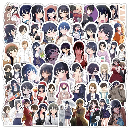 55pcs The Dangers in My Heart Anime Sticker Set for Luggage, Water Cup, Phone, Laptop, Scooter, Refrigerator