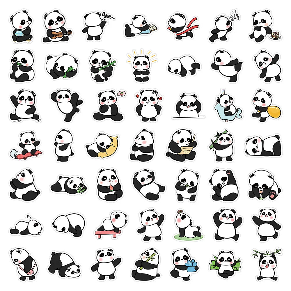 10/30/50PCS Kawaii Panda Stickers Funny Animal Cartoon Decals Waterproof Phone Notebook Helmet Stationery Kids Sticker DIY Toys