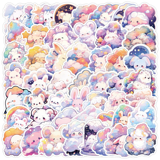 50pcs Cute Cartoon Pet Stickers for Helmet, Wall, DIY Decoration