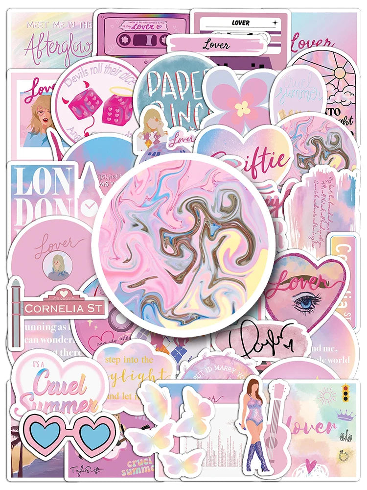 50 Cute Cartoon Waterproof Stickers for Helmets & Water Cups