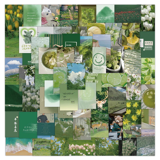 Green Aesthetic Stickers - 10/30/64pcs Cartoon Decals for Phone, Laptop, Skateboard, Fridge