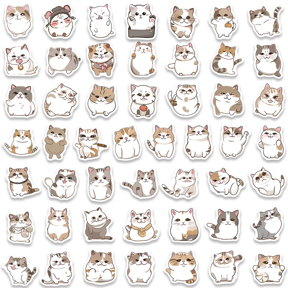 100pcs Vinyl Laptop Phone Waterproof Graffiti Cute Cartoon Cats Pets Stickers Pack For Luggage Guitar Bicycle Car Decals Toy