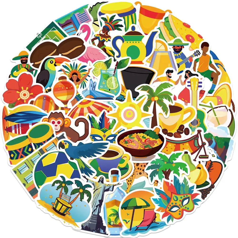 10/25/50PCS Brazilian Style Graffiti Sticker Football Sunshine Art DIY Gift Decoration Phone Luggage Guitar Laptop Helmet Decal