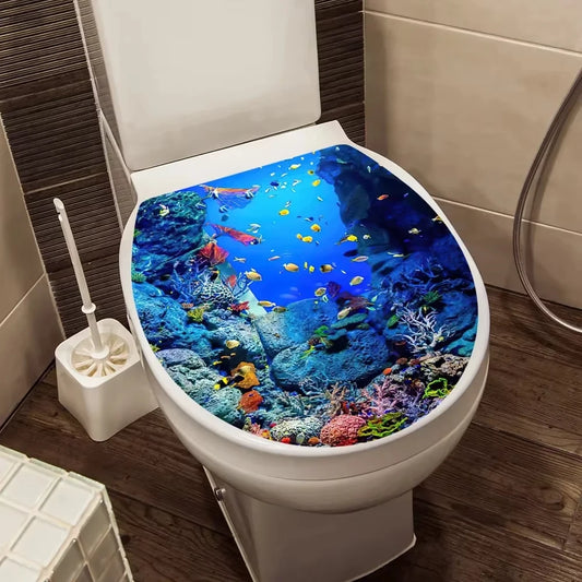 Sea World Toilet Seat Sticker - Self Adhesive Bathroom Decor