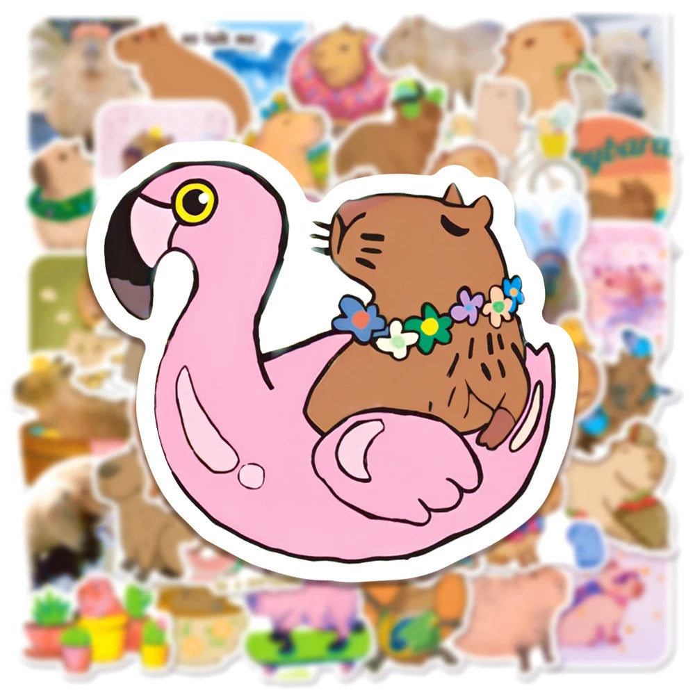 10/30/50pcs Cute Cartoon Capybara Graffiti Stickers Aesthetic Decals Decoration Laptop Notebook Phone Diary Stationery Sticker