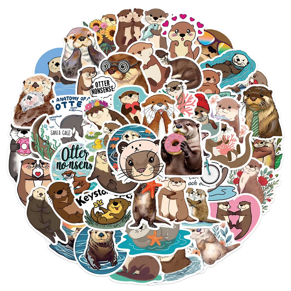 10/30/50PCS Kawaii Animal Stickers Cute Otter Decoration DIY Decals Scrapbook Luggage Laptop Guitar Car Bike Sticker Kids Toys