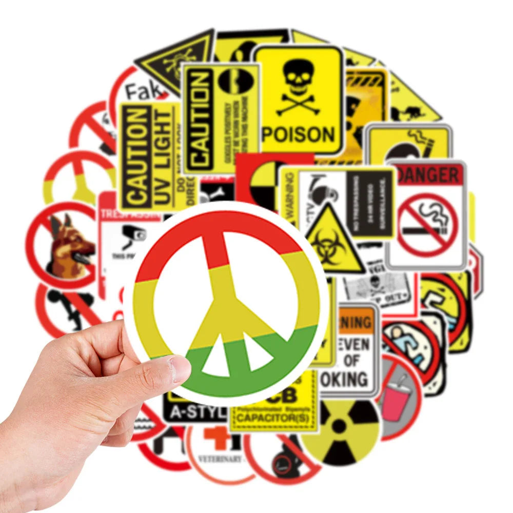 10/30/50pcs Warning Danger Sticker Packs