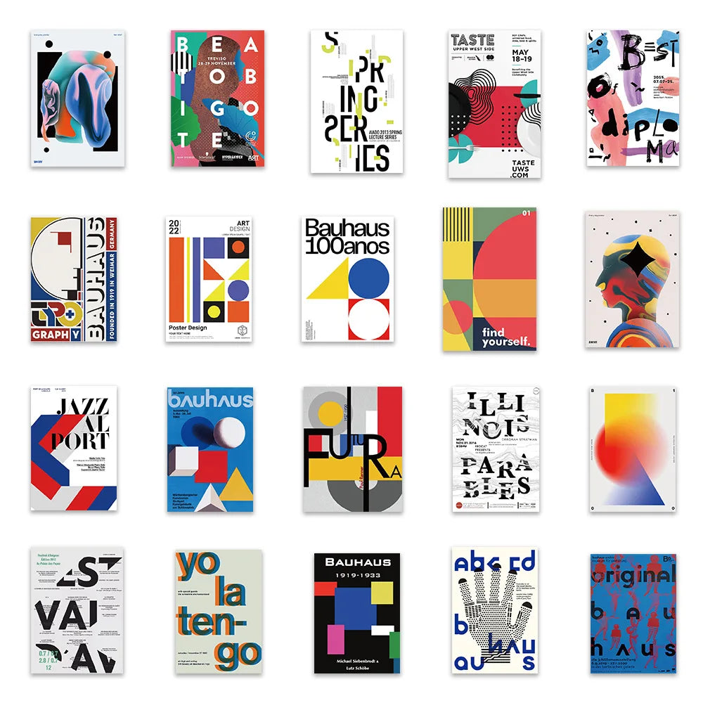 10/20/40PCS Bauhaus Art Sticker Packs