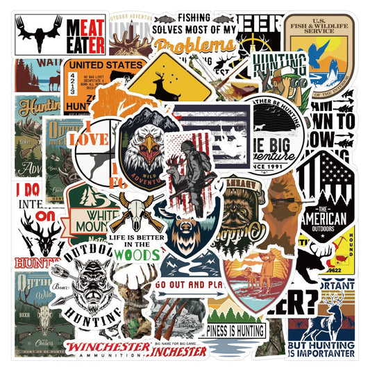 Hunting Bow Arrow Deer Head Sticker Pack - Outdoor, Motorcycle, Luggage, Skateboard, Graffiti
