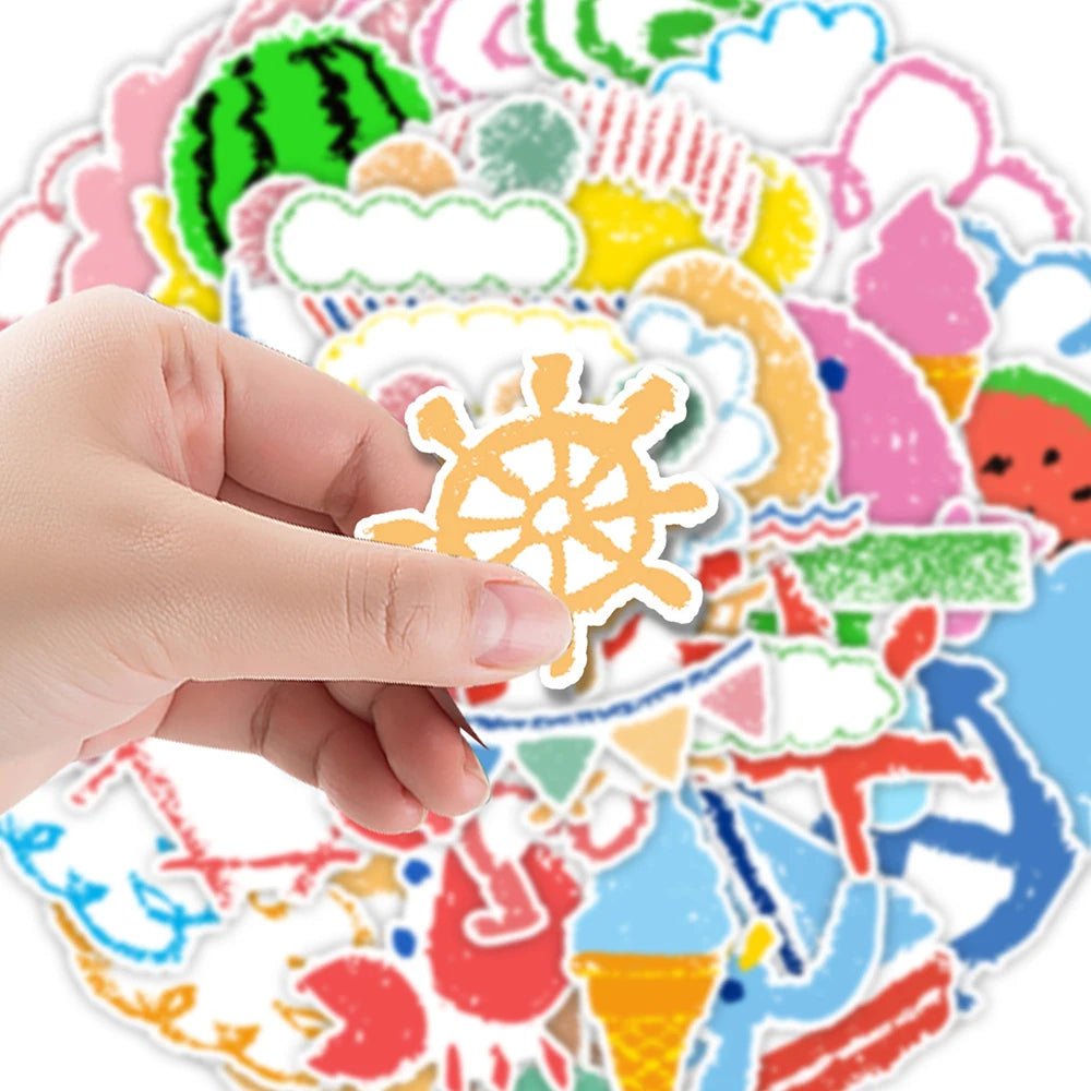 10/30/50PCS Kids Stickers Toy DIY Game Cute Graffiti Crayon Painting Sticker Decoration Decals For Notebook Wall Fridge Laptop