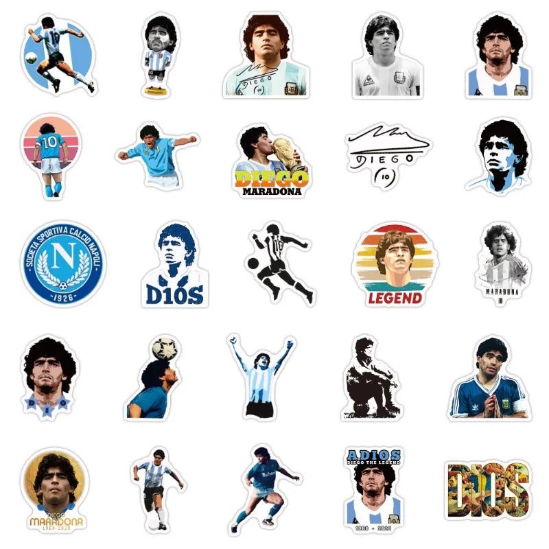 50Pcs Soccer Star Tribute Football Graffiti Stickers DIY Luggage Guitar Laptop Waterproof PVC Classic Toy Sticker Decals