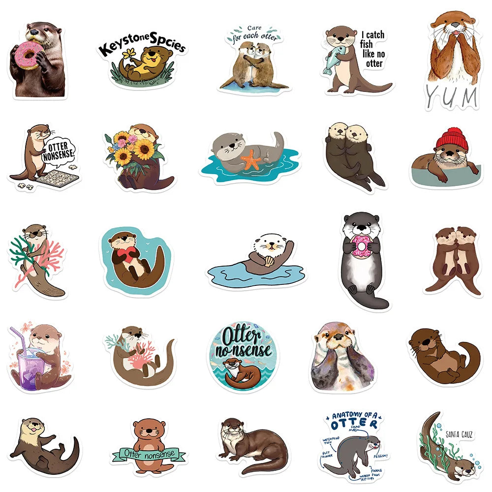 10/30/50PCS Kawaii Animal Stickers Cute Otter Decoration DIY Decals Scrapbook Luggage Laptop Guitar Car Bike Sticker Kids Toys