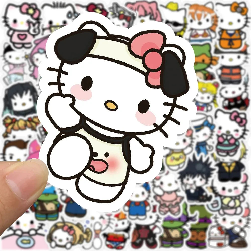 10/30/50/104pcs Hello Kitty Sanrio Stickers Kawaii Cartoon Kids Girls Sticker Toy DIY Phone Laptop Guitar Anime Graffiti Decals