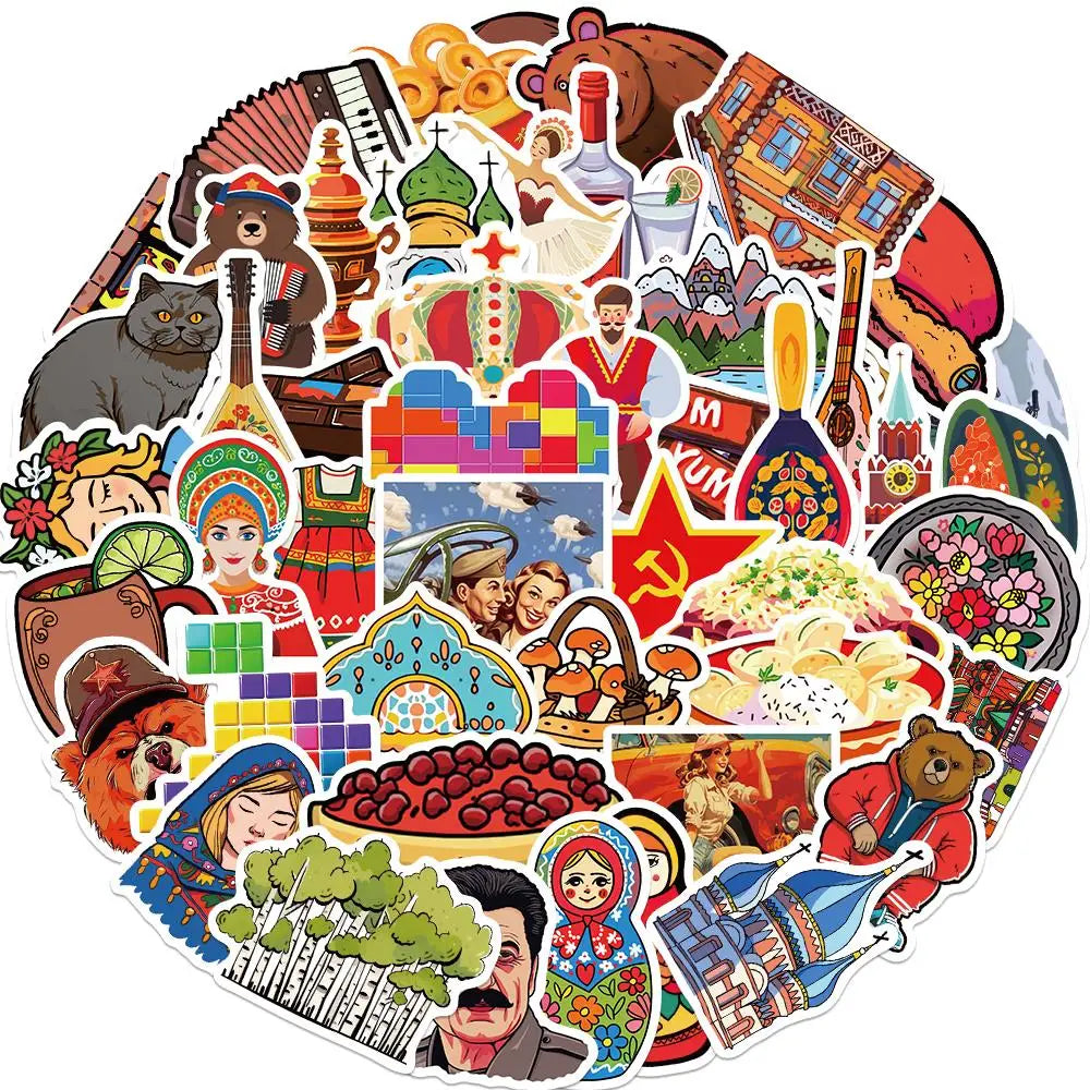 10/25/50PCS Russian National Style Sticker Personalized Art Waterproof Decoration Laptop Case Helmet Guitar Skateboard Toy Decal