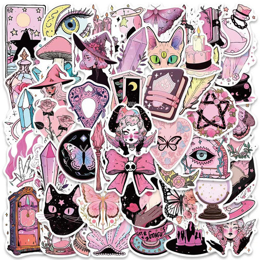 Gothic Witch Magic Cartoon Stickers Decals for Laptop, Suitcase, Phone, Motorcycle - 10/30/50pcs