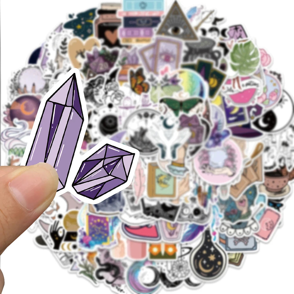 10/30/50/100pcs Boho Magic Witch Crystal Aesthetic Stickers Notebook Laptop Skateboard Car Luggage Decoration Sticker Kids Toy