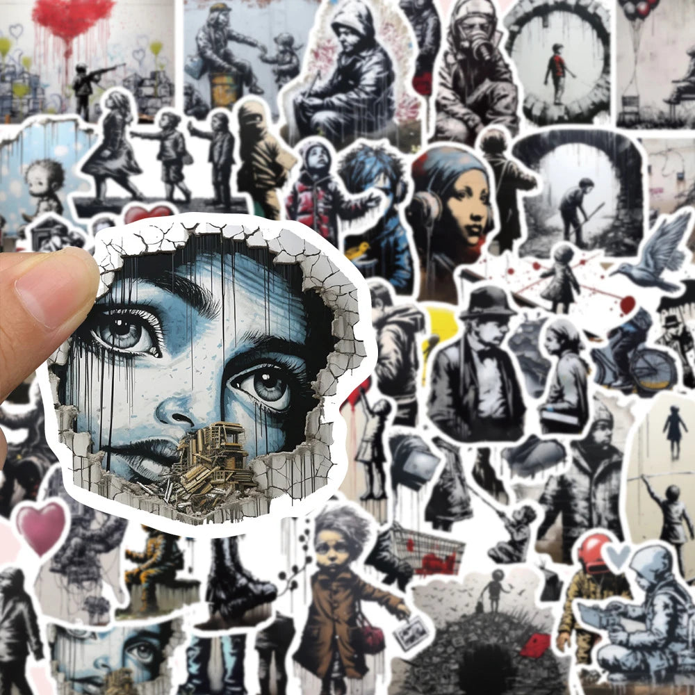 10/30/50pcs Cool Banksy Street Art Graffiti Stickers Cartoon Decals Laptop Scrapbook Phone Suitcase Car Waterproof Sticker Toys