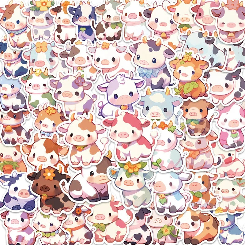 Rainbow Cow Stickers: Cute DIY Korean Stationery (10/30/50PCS)