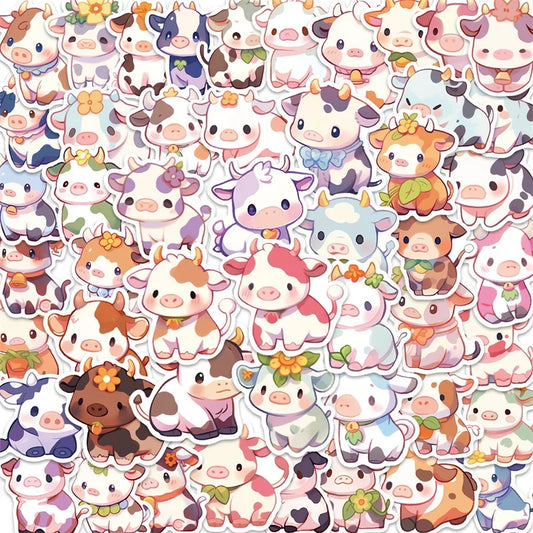 Rainbow Cow Stickers: Cute DIY Korean Stationery (10/30/50PCS)