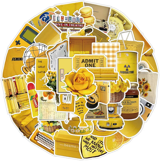 Cartoon Yellow Stickers 10/30/50pcs Waterproof Decals for Phone, Fridge, Suitcase, Laptop, Bike, Kids