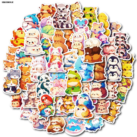 Cartoon Animal Stickers Pack for Laptop, Bike, Skateboard, DIY Decor