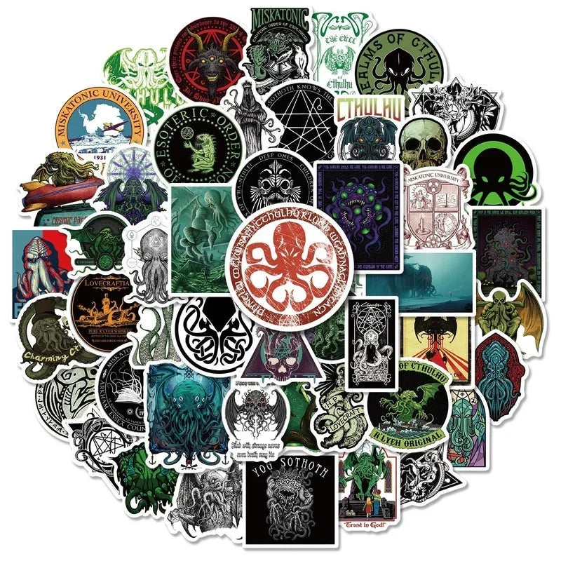Cthulhu Horror Stickers 10/25/50pcs for Laptop Luggage Skateboard Phone Guitar Decor