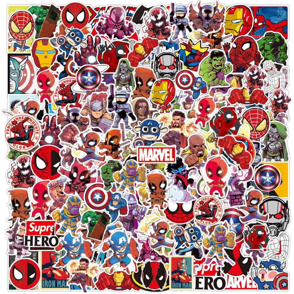 10/30/50/100pcs Disney Marvel The Avengers Cute Super Hero Cartoon Stickers DIY Motorcycle Skateboard Laptop Phone Cool Sticker