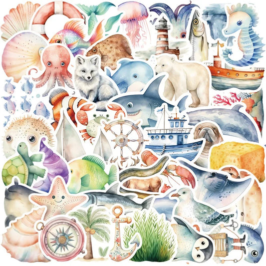 Sea Animal Stickers Set: DIY Scrapbooking Supplies