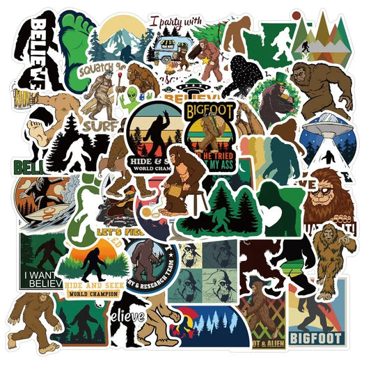 Sasquatch Cartoon Sticker Pack for Laptop, Phone, Car, Scooter, Water Bottle, Fridge, Stationery