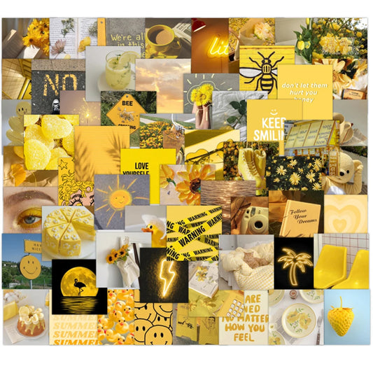 Summer Landscape Yellow Stickers for Suitcase, Phone, Laptop, Skateboard, Guitar, Car, Kids Toys