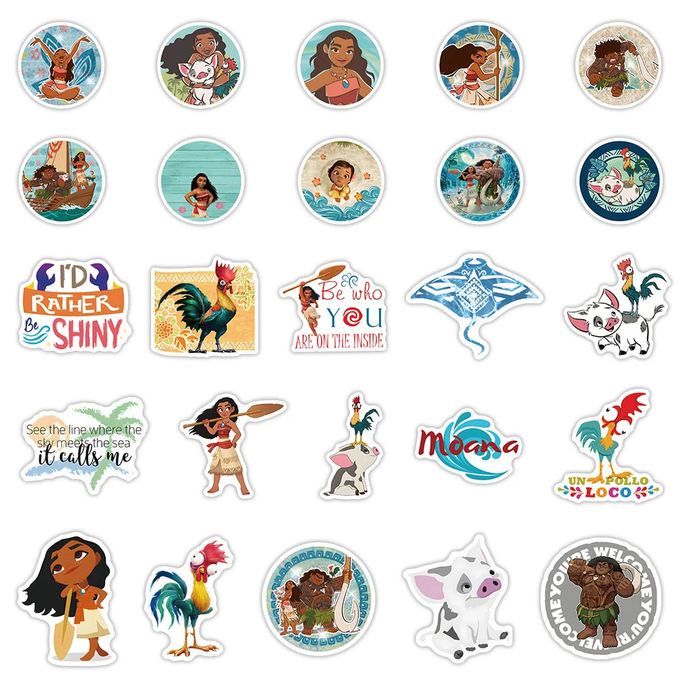 10/30/50/100PCS Cartoon Disney Movie Moana Graffiti Stickers DIY Laptop Luggage Scrapbook Bike Phone Waterproof Sticker Decal