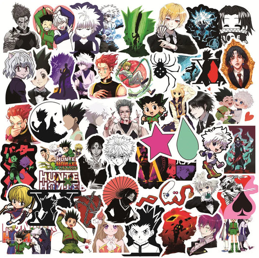 HUNTER×HUNTER Graffiti Stickers Pack - 50pcs for Helmet, Wall, Desktop Decoration with Storage Box