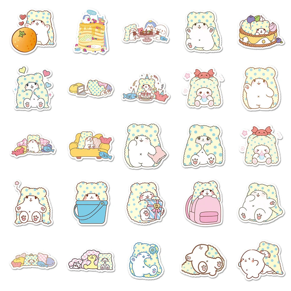 10/30/51pcs Marumofubiyori Moppu Sanrio Anime Stickers Cute Cartoon White Bear Kids Sticker Toys for Phone Notebook Water Bottle