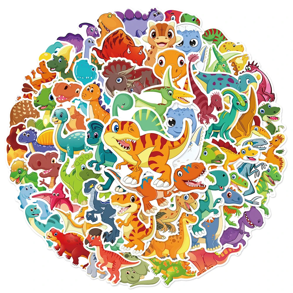 10/30/50/100pcs Cute Cartoon Dinosaur Sticker Packs For Kids