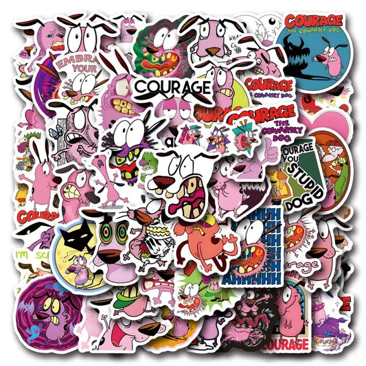 55pcs Courage the Cowardly Dog Stickers for Luggage, Water Bottles, Phones, Laptops, Scooters, Refrigerators