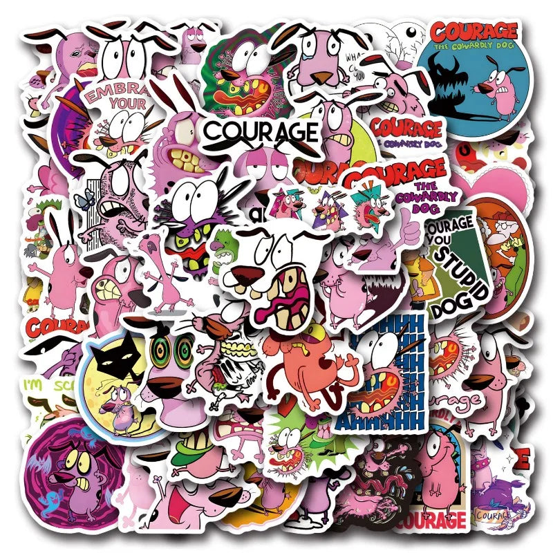 55pcs Courage the Cowardly Dog Stickers for Luggage, Water Bottles, Phones, Laptops, Scooters, Refrigerators