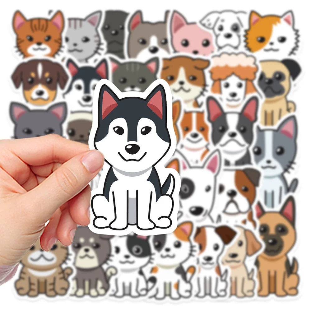 33Pcs Cat Dog Pet Stickers Laptop Bicycle Guitar Skateboard Sticker Kid DIY Graffiti Waterproof Stickers Toy