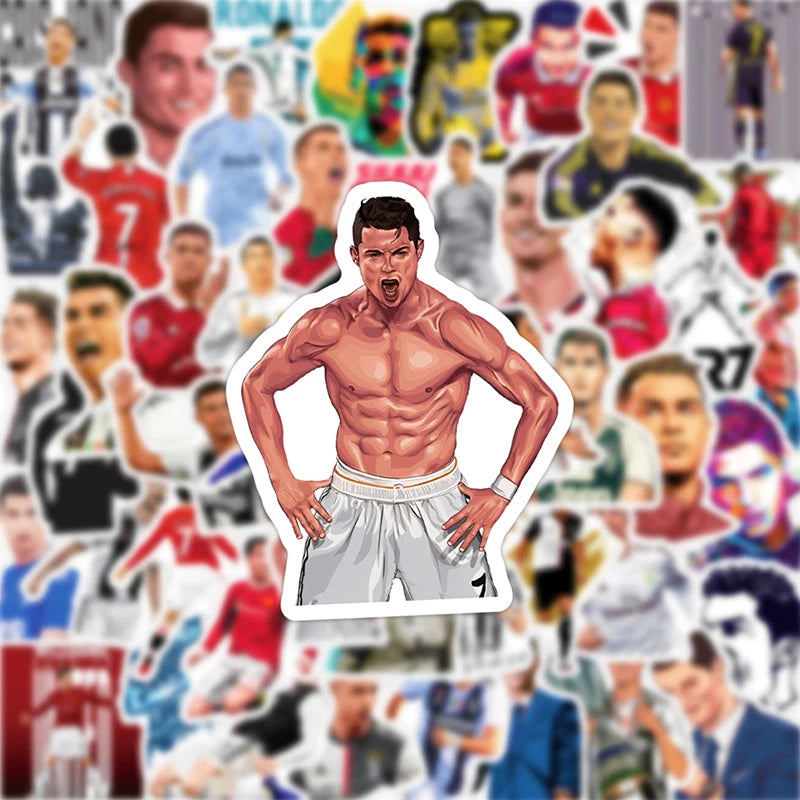 NEW 50PCS Cristiano Ronaldo Personality Originality Stickers Football SuperStar Cartoon Image Bag/Water Cup DIY Graffiti Sticker