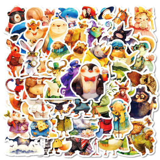 50Pcs Cartoon Animal Graffiti Stickers for Helmet Wall DIY Decoration